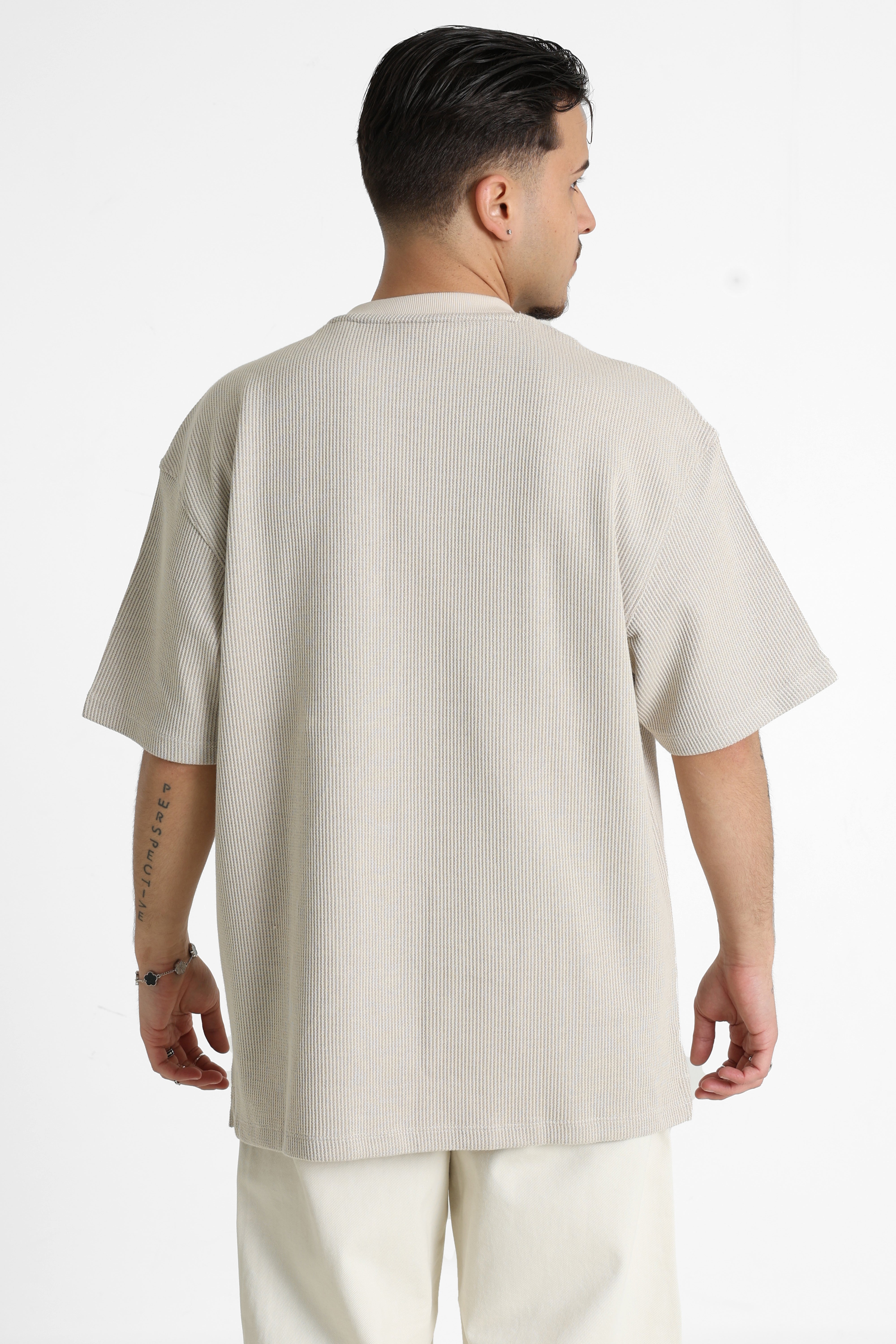 Strukturiertes T-Shirt - Light Beige