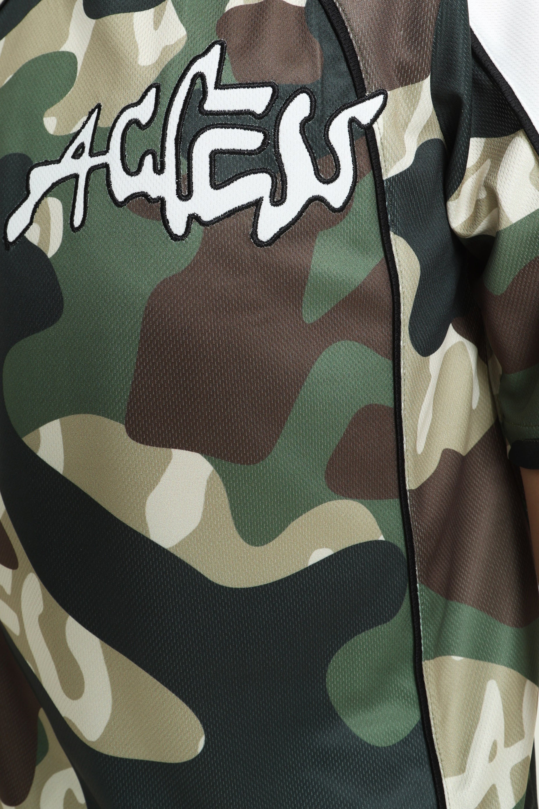 Mesh T-Shirt - Grün Camouflage + Weiss