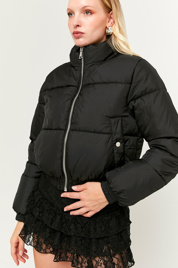 Veste tampon Crop - Noir