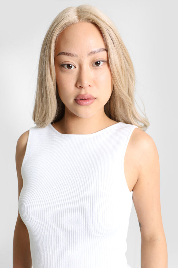 Top in maglia a coste - bianco