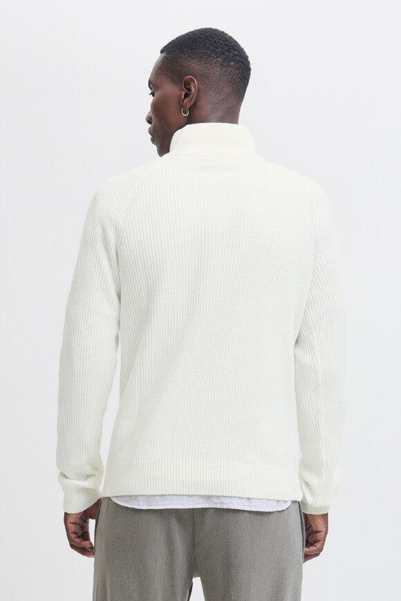 Pannel ribbed knit sweater - Cloud Dancer