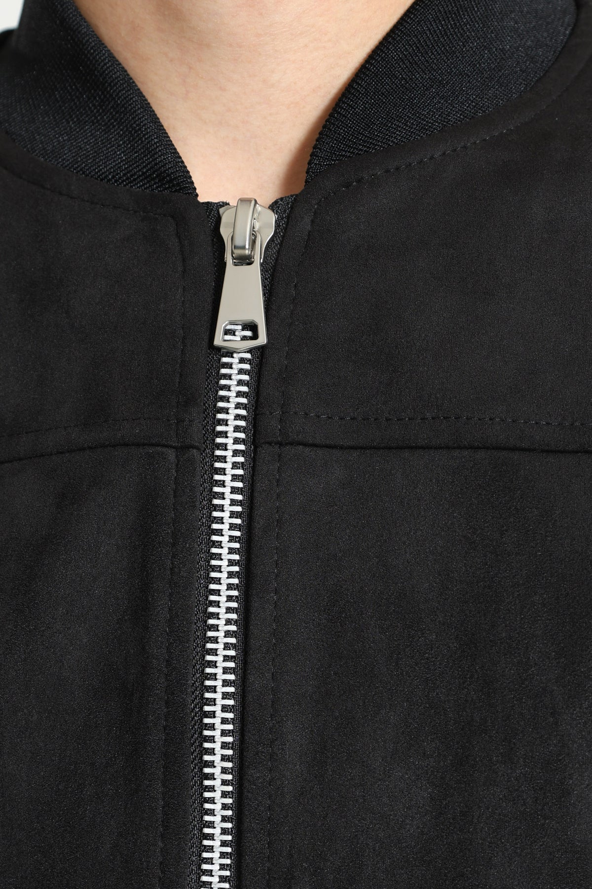 Kunstwildleder Leichte Bomberjacke - Black
