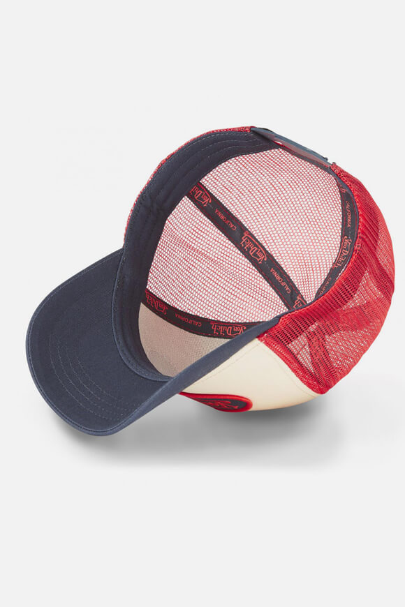 Trucker Cap / Snapback - Light Beige + Navy + Red