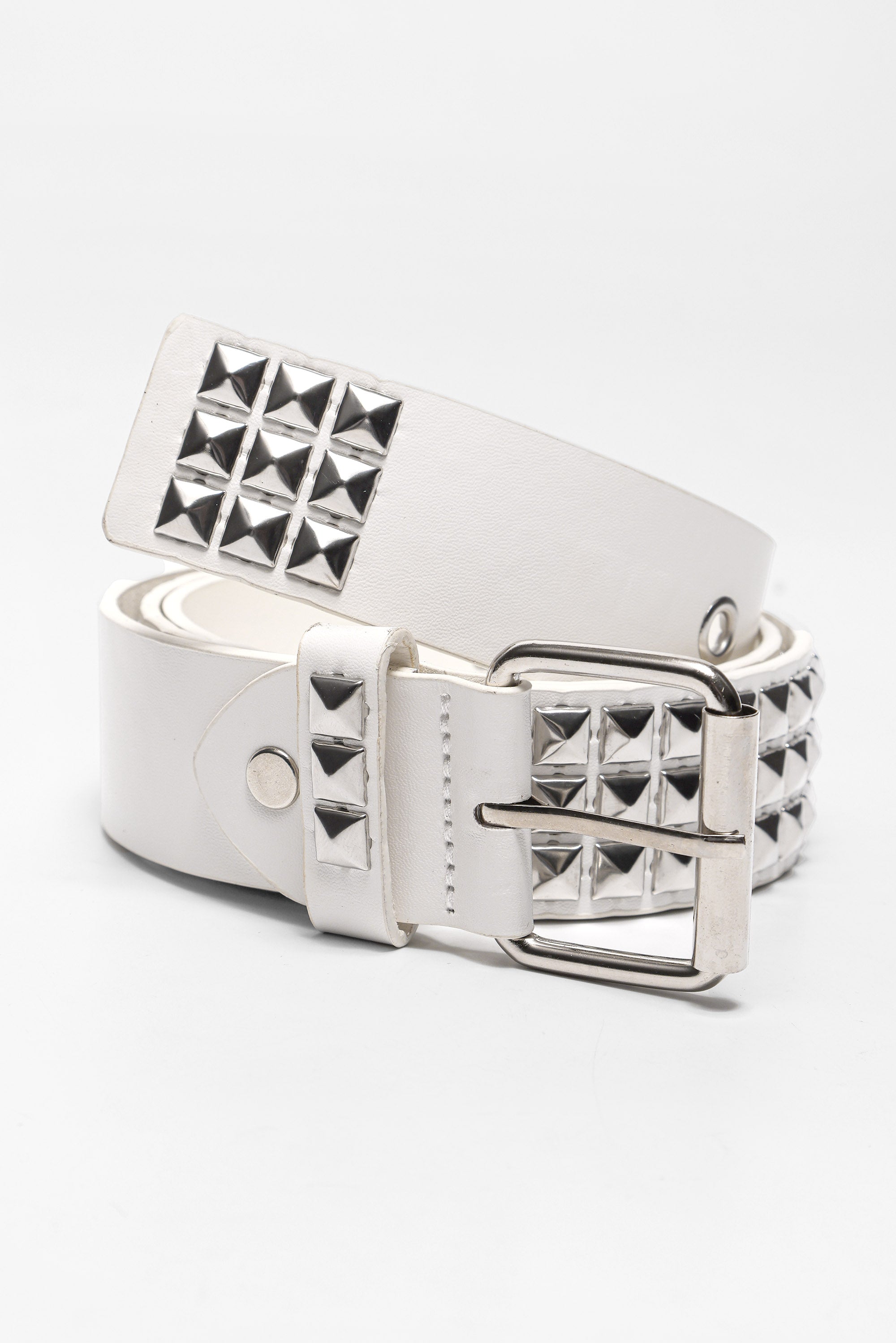 Gürtel mit Nieten - White + Silver