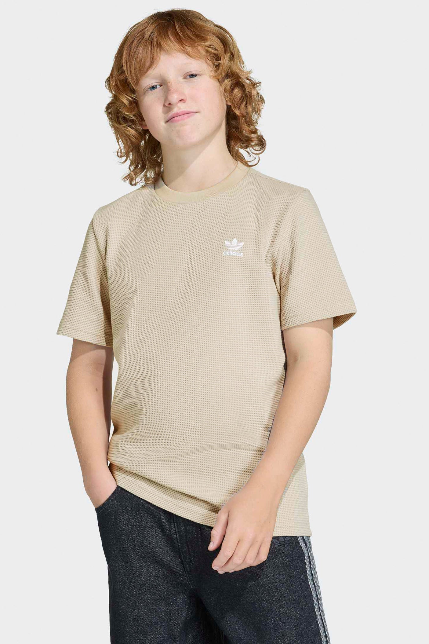 T-Shirt mit Waffelstruktur - Stone Khaki