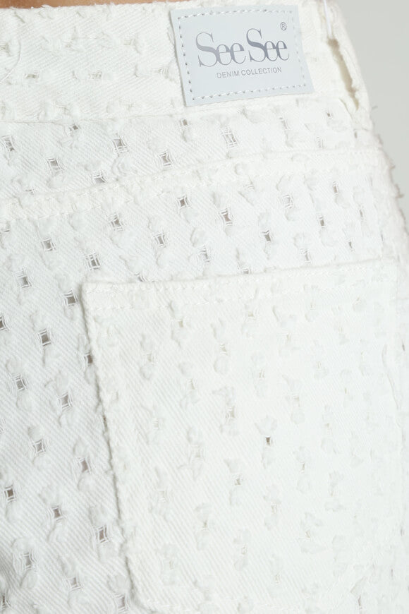 Pantalon avec motif ajouré - Offwhite