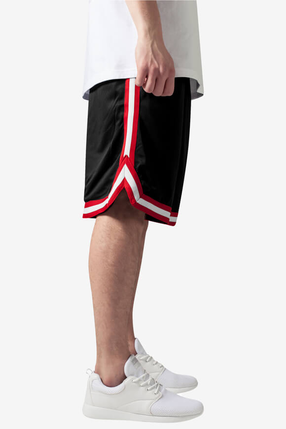 Stripes Mesh Shorts - Black + Red + White