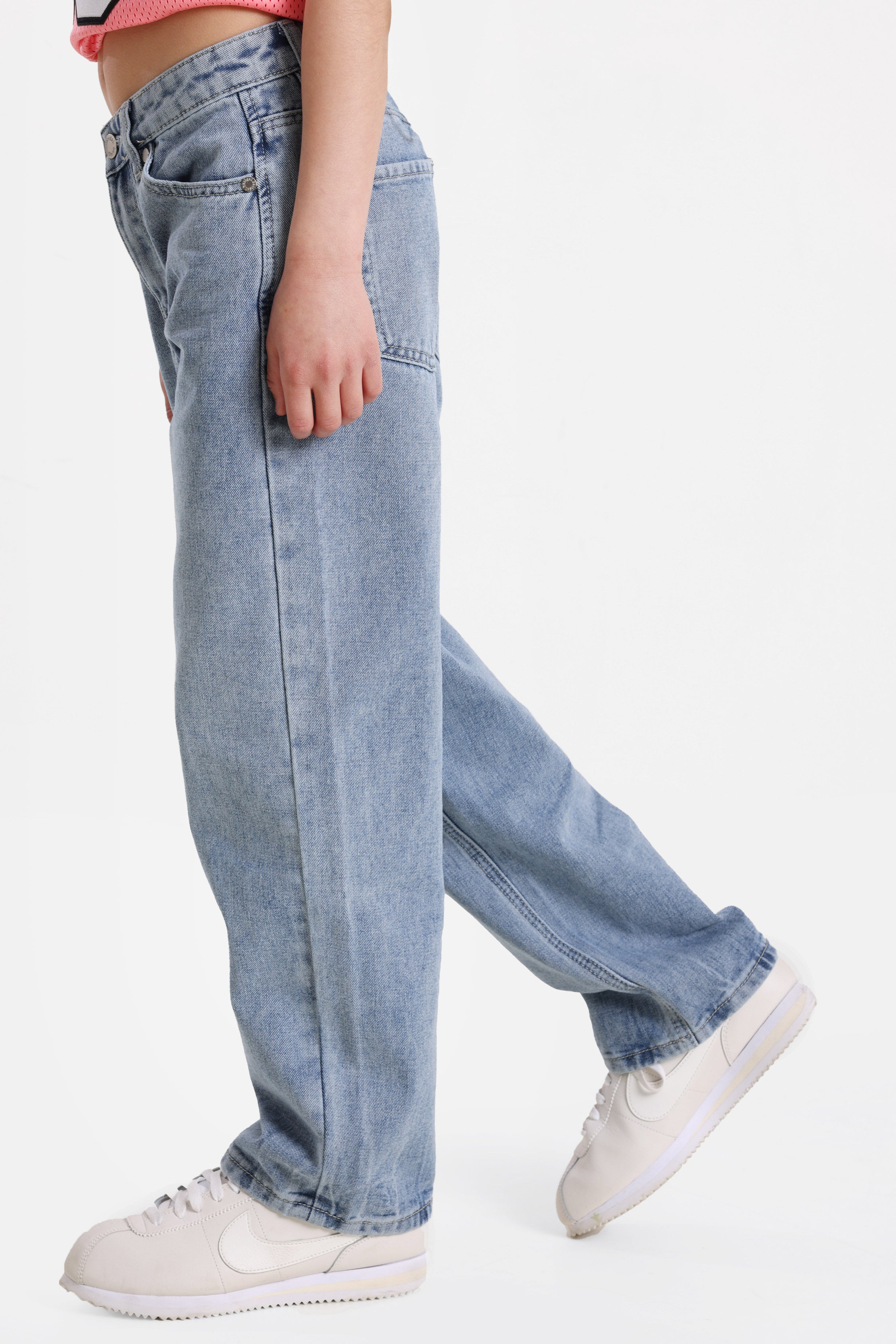 Wide Leg Jeans - Gewaschen Blau