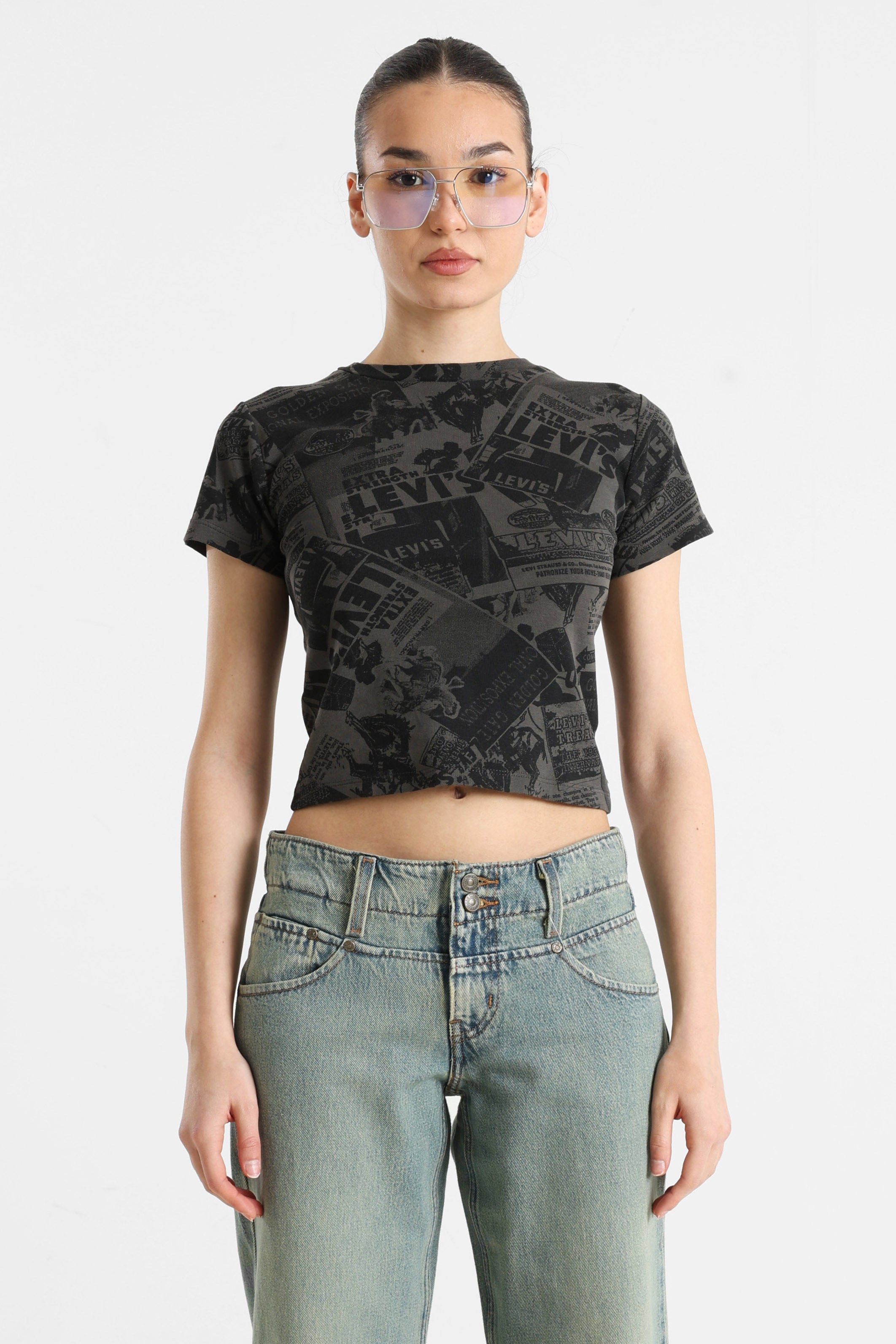 Crop T-Shirt - Anthracite + Black