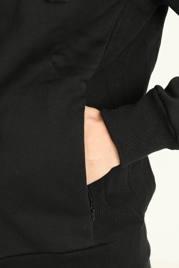 Kapuzensweatjacke - Schwarz + Goldfarbe