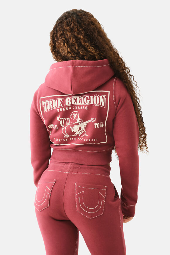 Shrunken Crop Kapuzensweatshirt - Cordovan