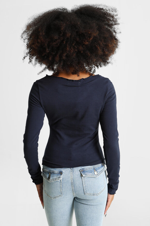 Crop long sleeve shirt - Navy blue