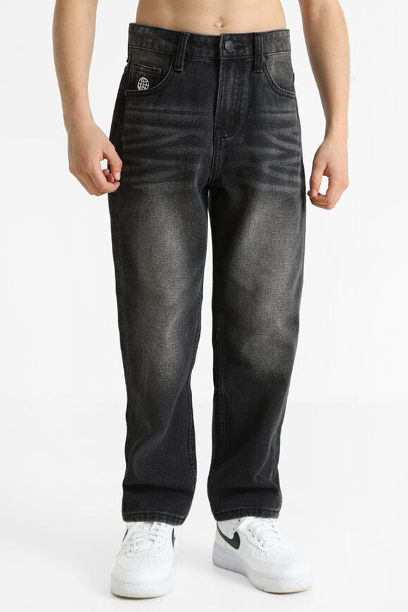 Straight Fit Jeans - Used Schwarz