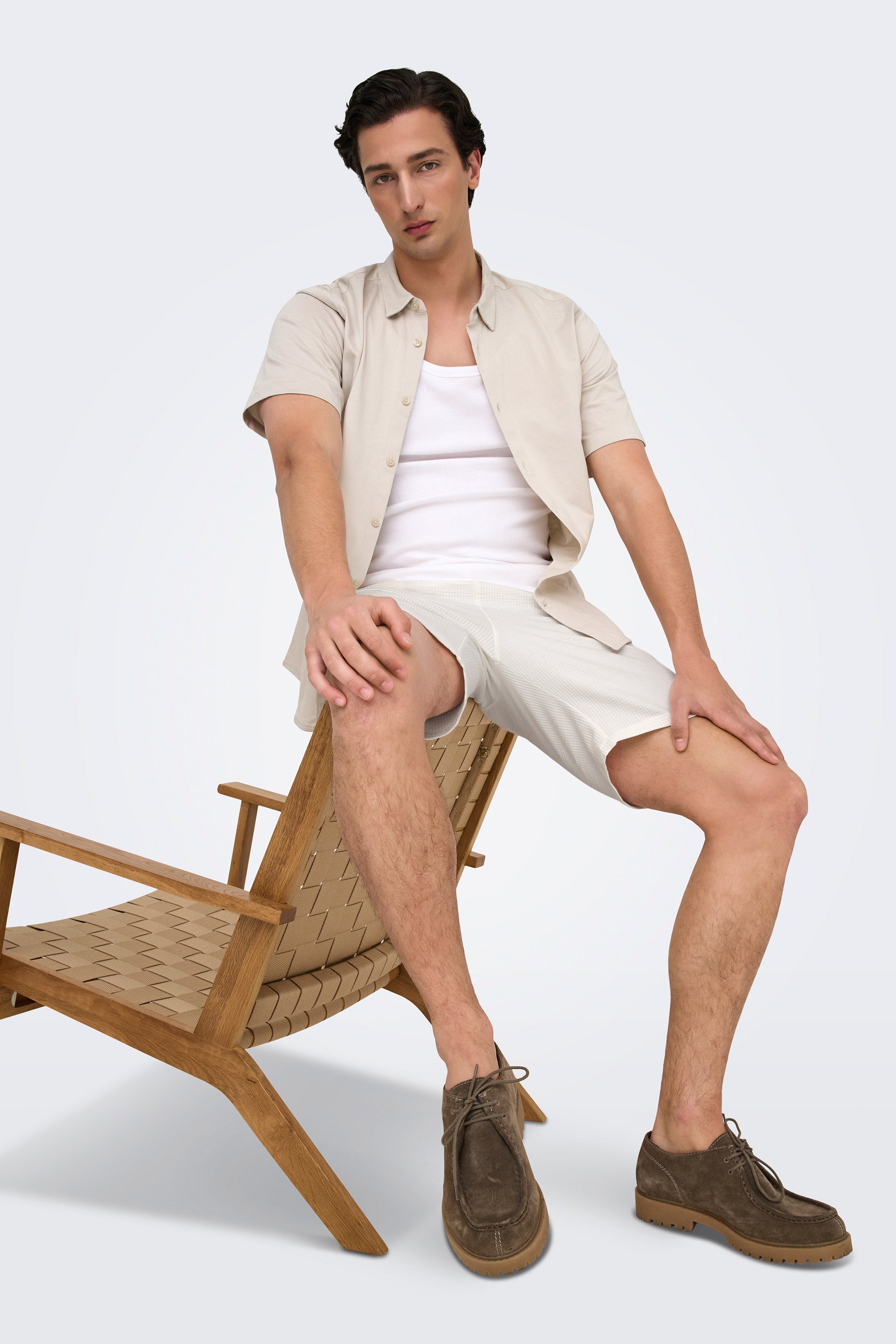 ONSKIAN seersucker shorts - Cloud Dancer