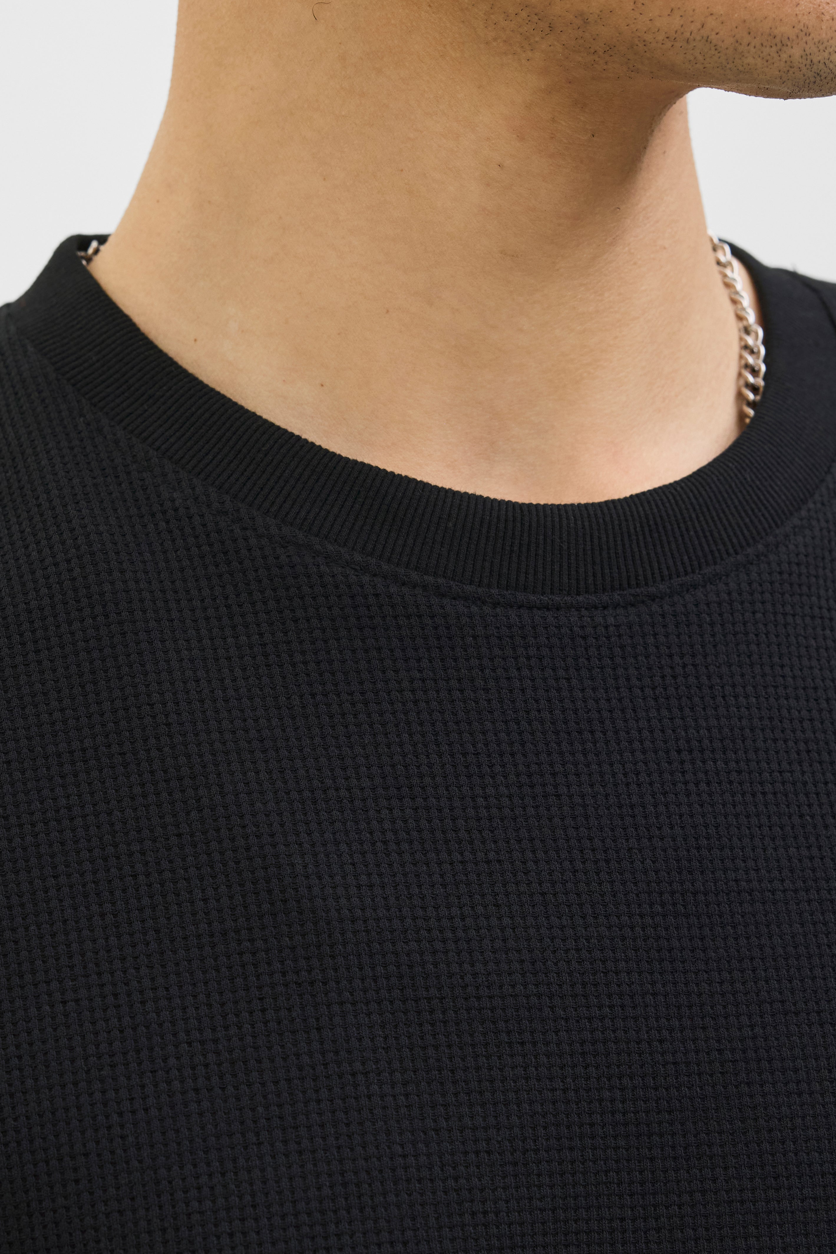 JJEAUSTIN t-shirt en tissu gaufré - Black