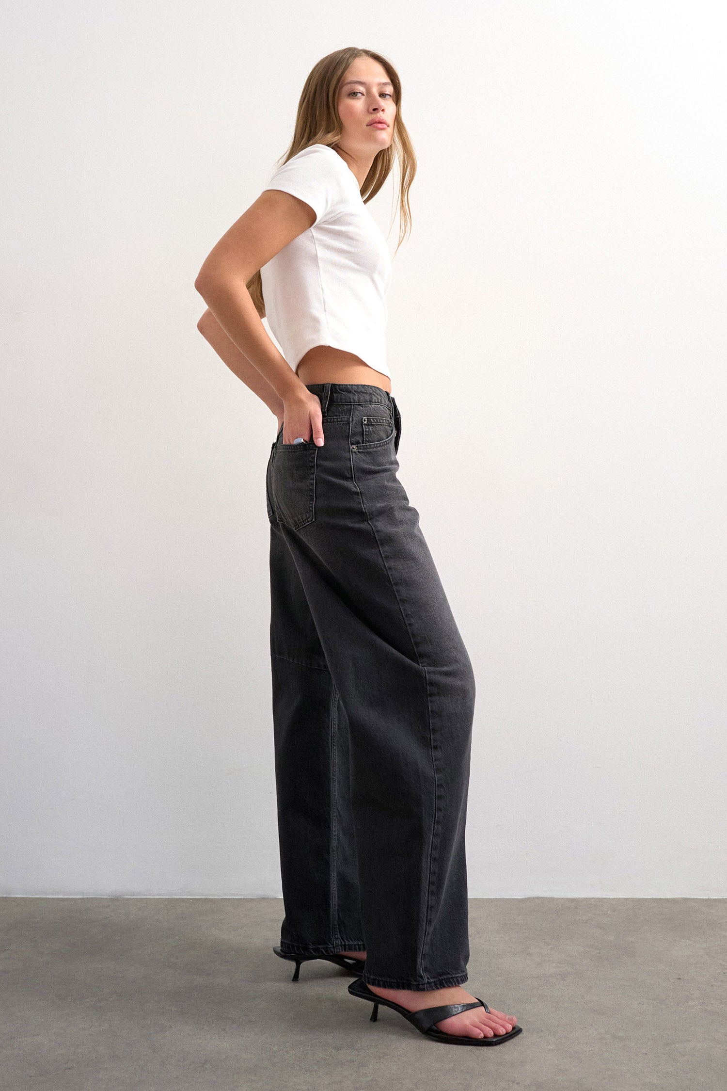 TSBARREL jeans a gamba dritta L32 - Black Washed