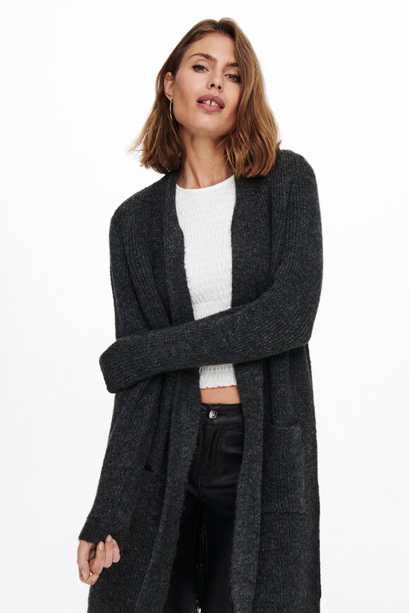 Jade jaquette en tricot côtelé - Dark Grey Melange