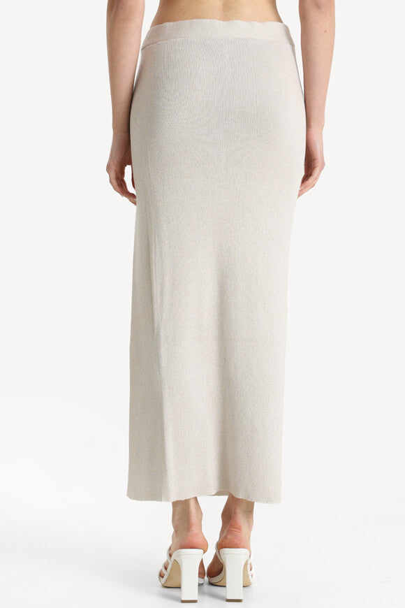 Maxi gonna in maglia con paillettes - Beige chiaro