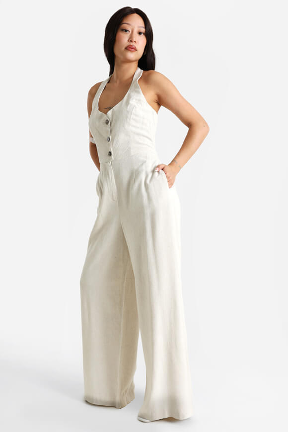 Halter-neck jumpsuit - Light beige