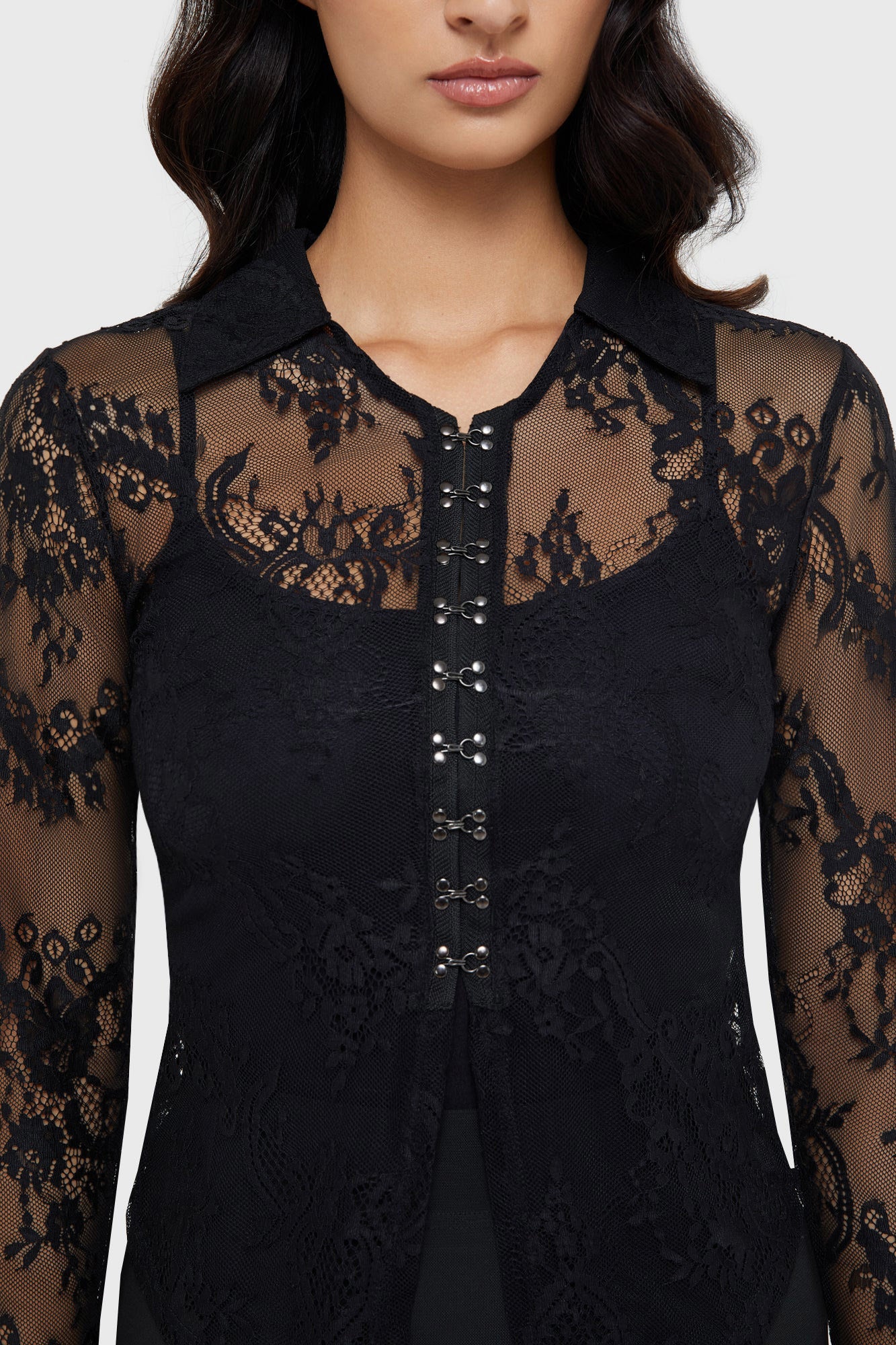 Spitzen Crop Bluse - Black