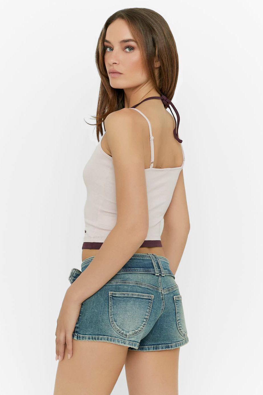 Crop Trägertop - Light Pink + Aubergine