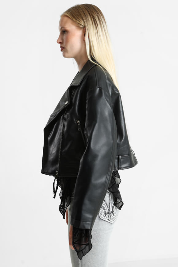 Oversized faux leather jacket - Black