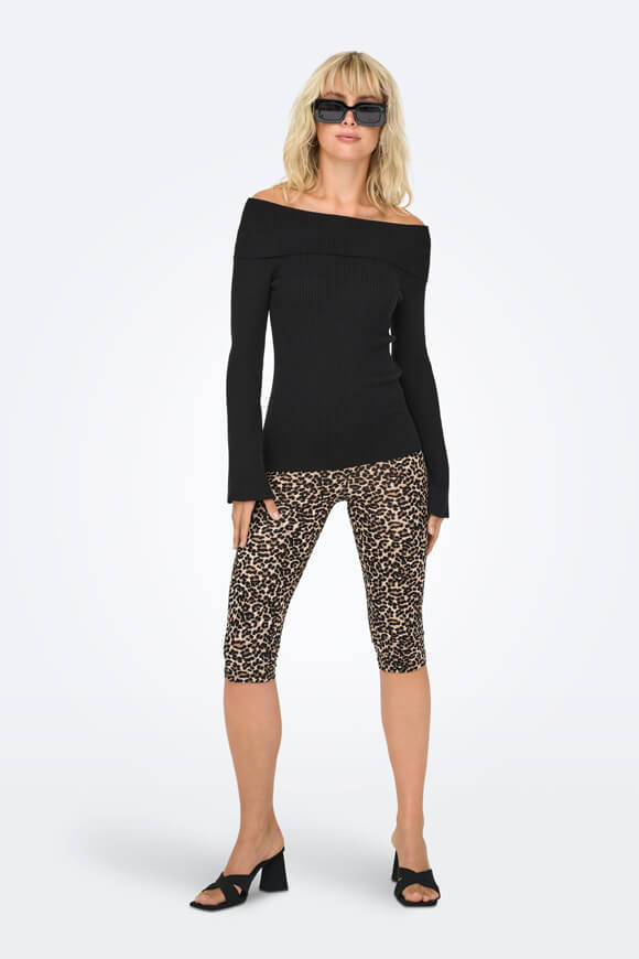 Jayden Ribbed Off Shoulder Knitted Sweater - Black