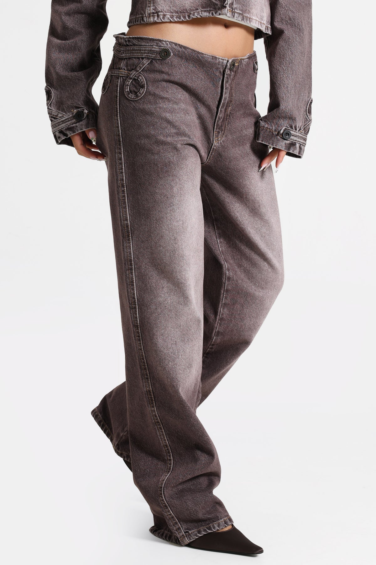 Jean loose fit - Dark Red Denim Washed