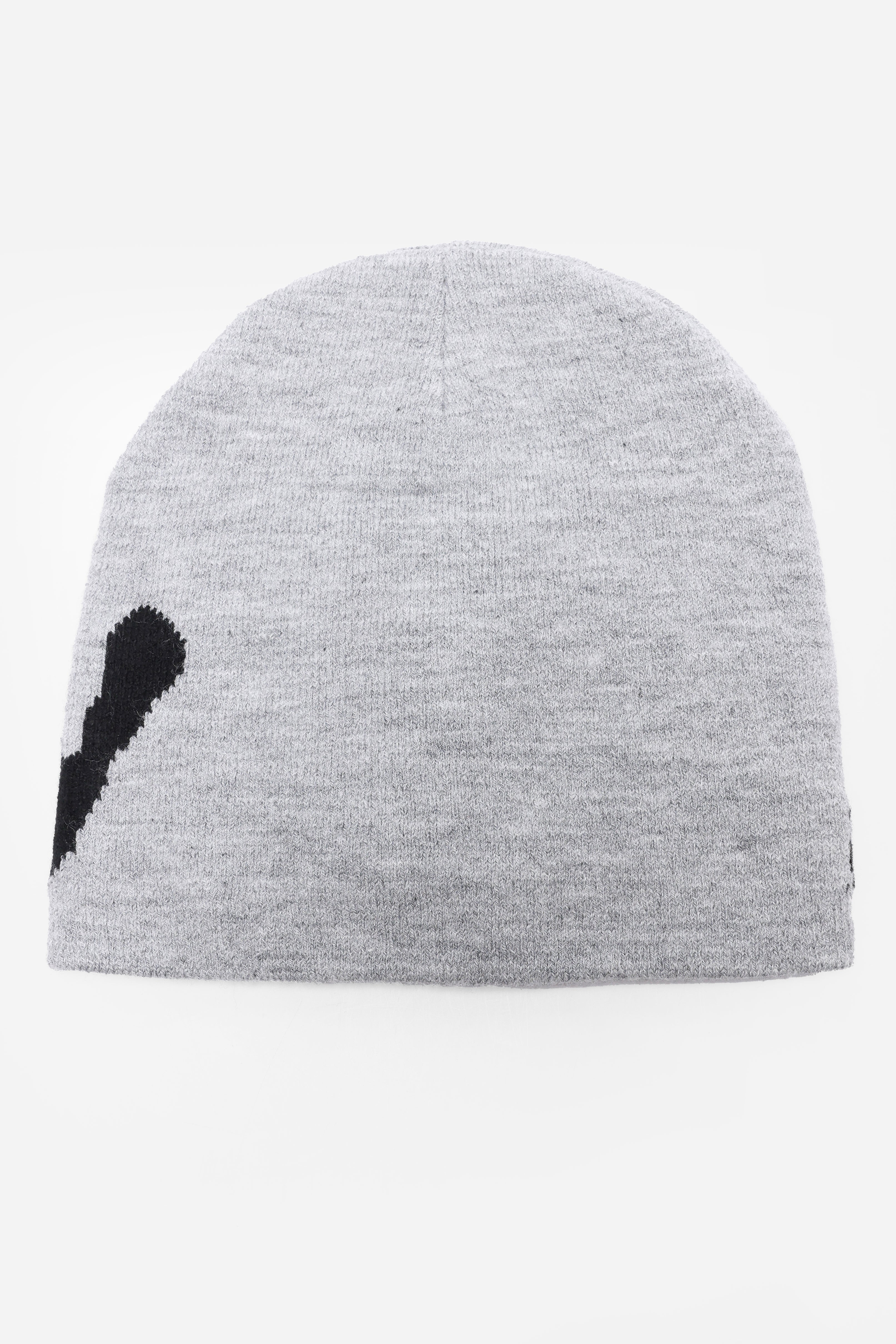 Beanie - Hellgrau meliert + Schwarz