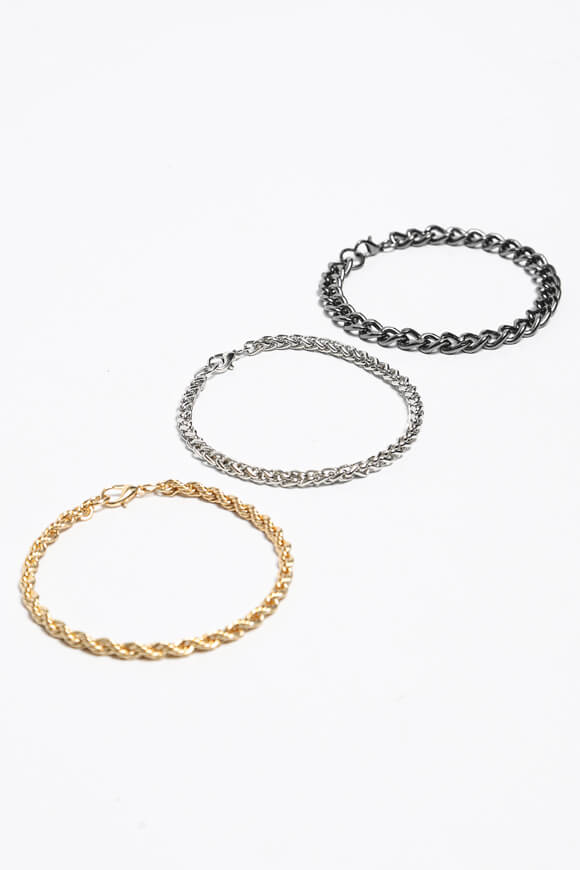 Lot de bracelets - Couleur Or + Anthracite + Argenté