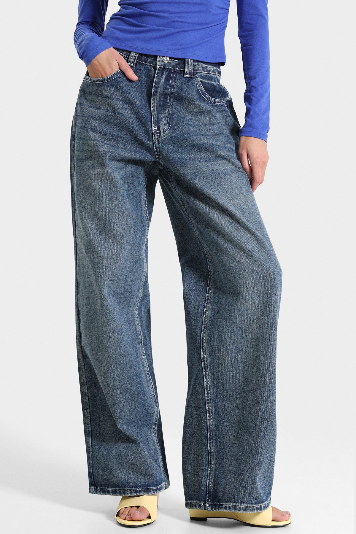 Baggy Straight Leg Jeans - Dunkelblau