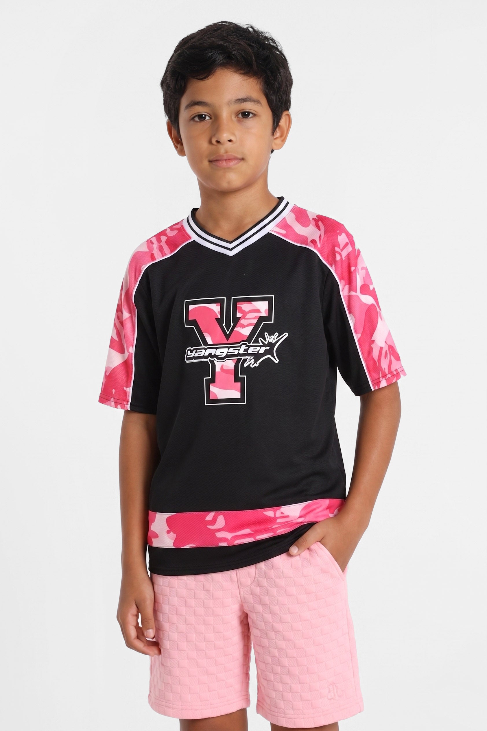 Mesh T-Shirt - Schwarz + Pink Camouflage