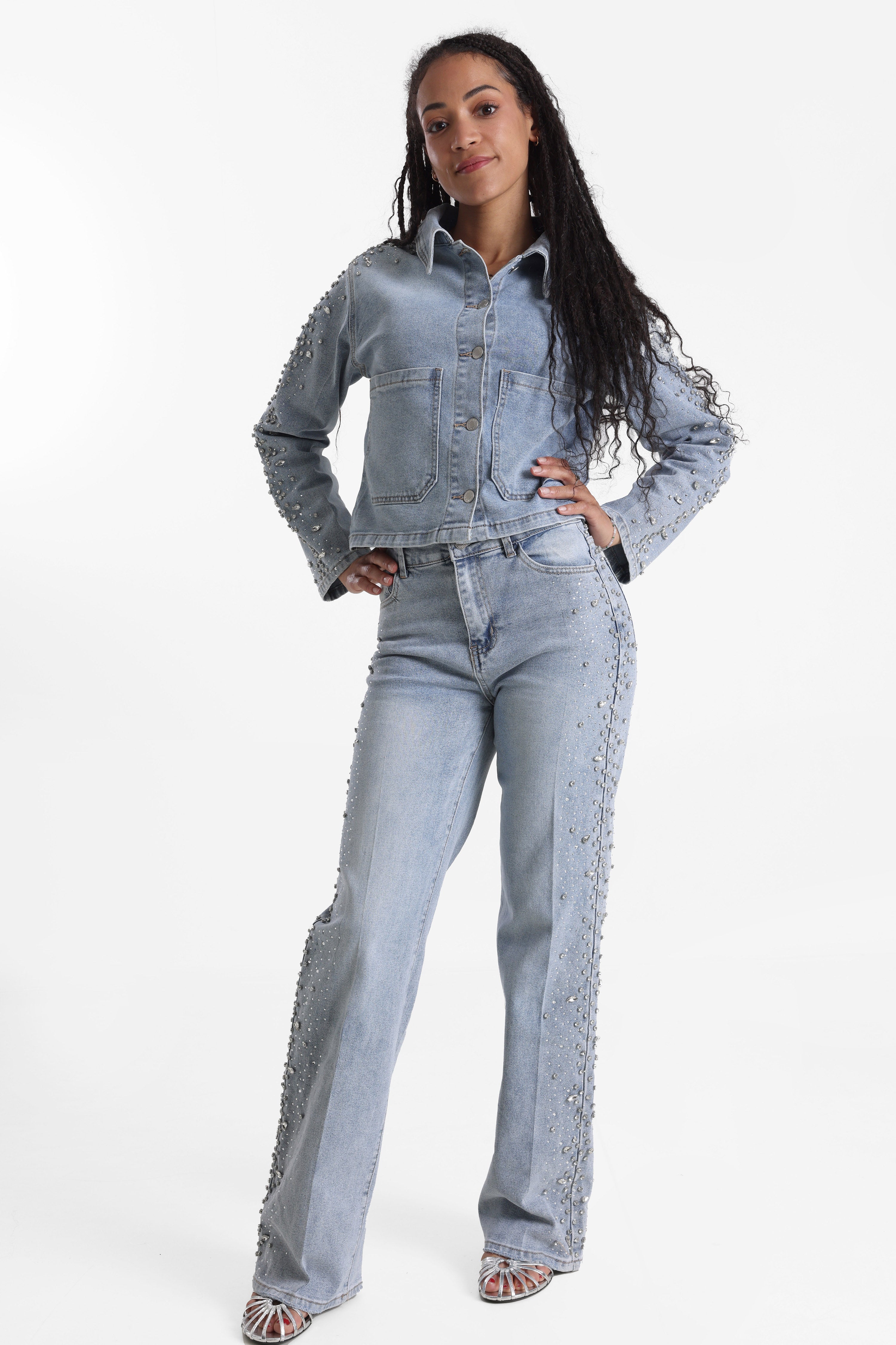 Giacca di jeans con strass - Blue