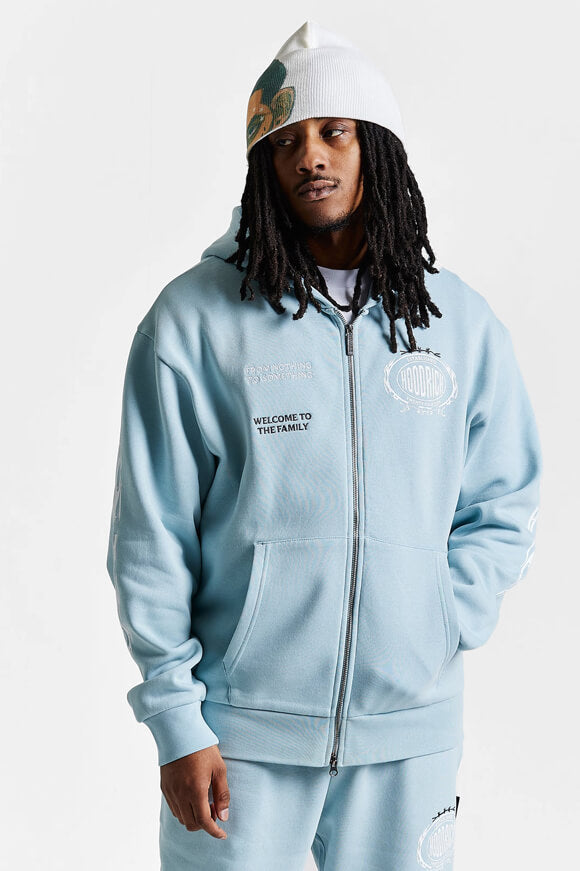 Sweat ample zippé à capuchon - Sterling Blue