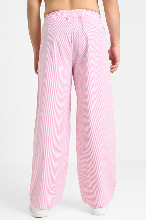 Stoffhose - Pink + White