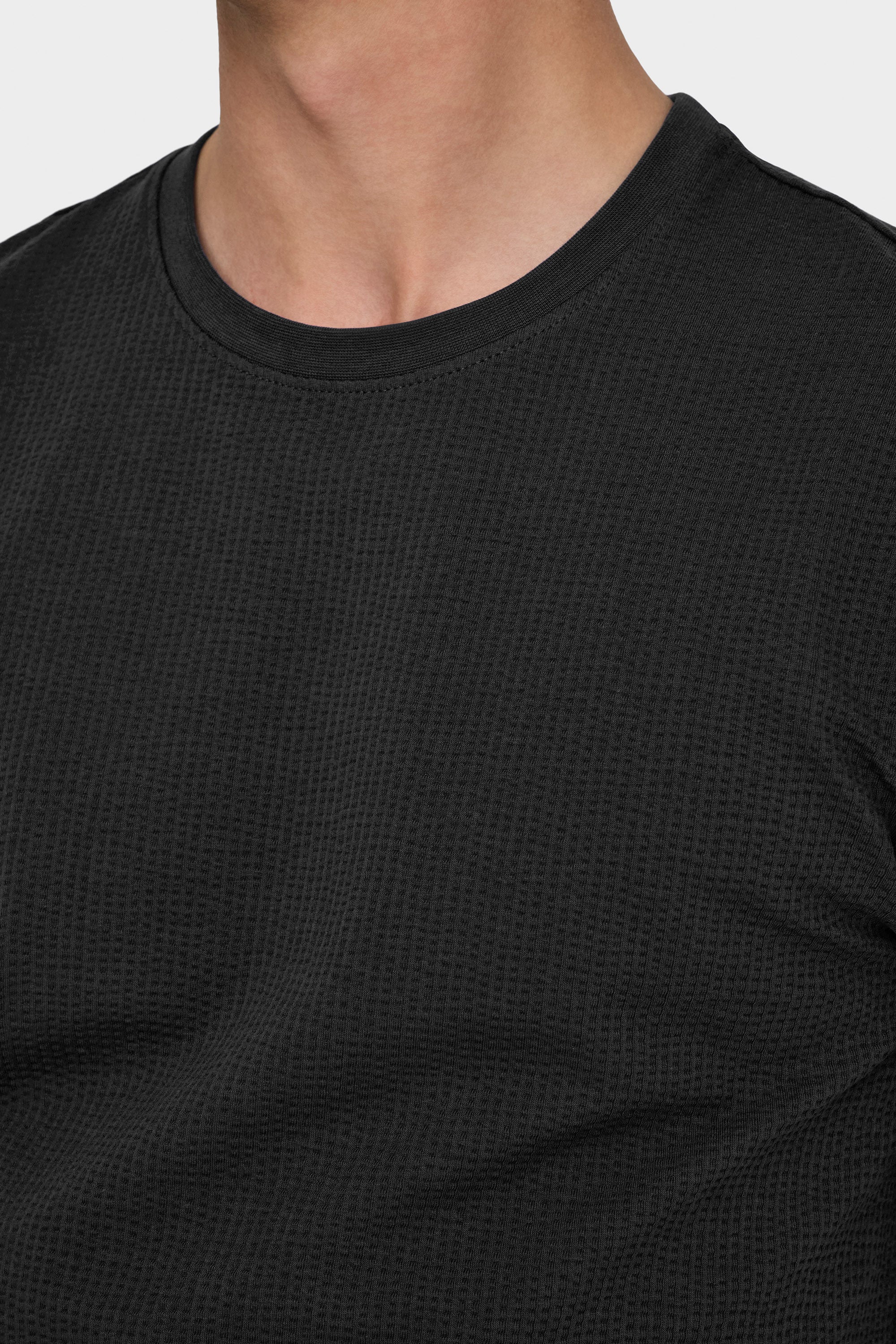 ONSKIAN t-shirt en tissu gaufré - Black