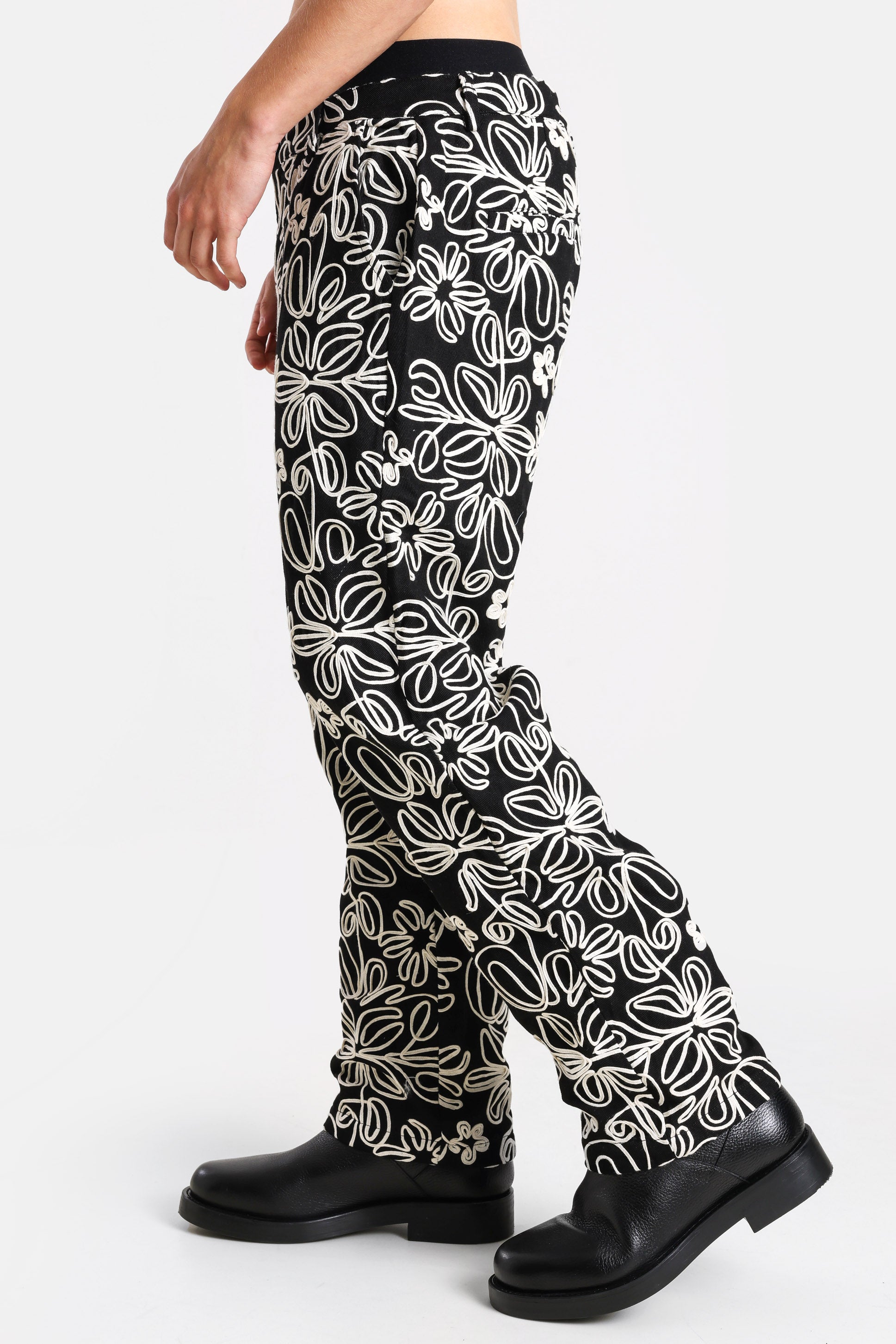 Stoffhose - Black + Offwhite