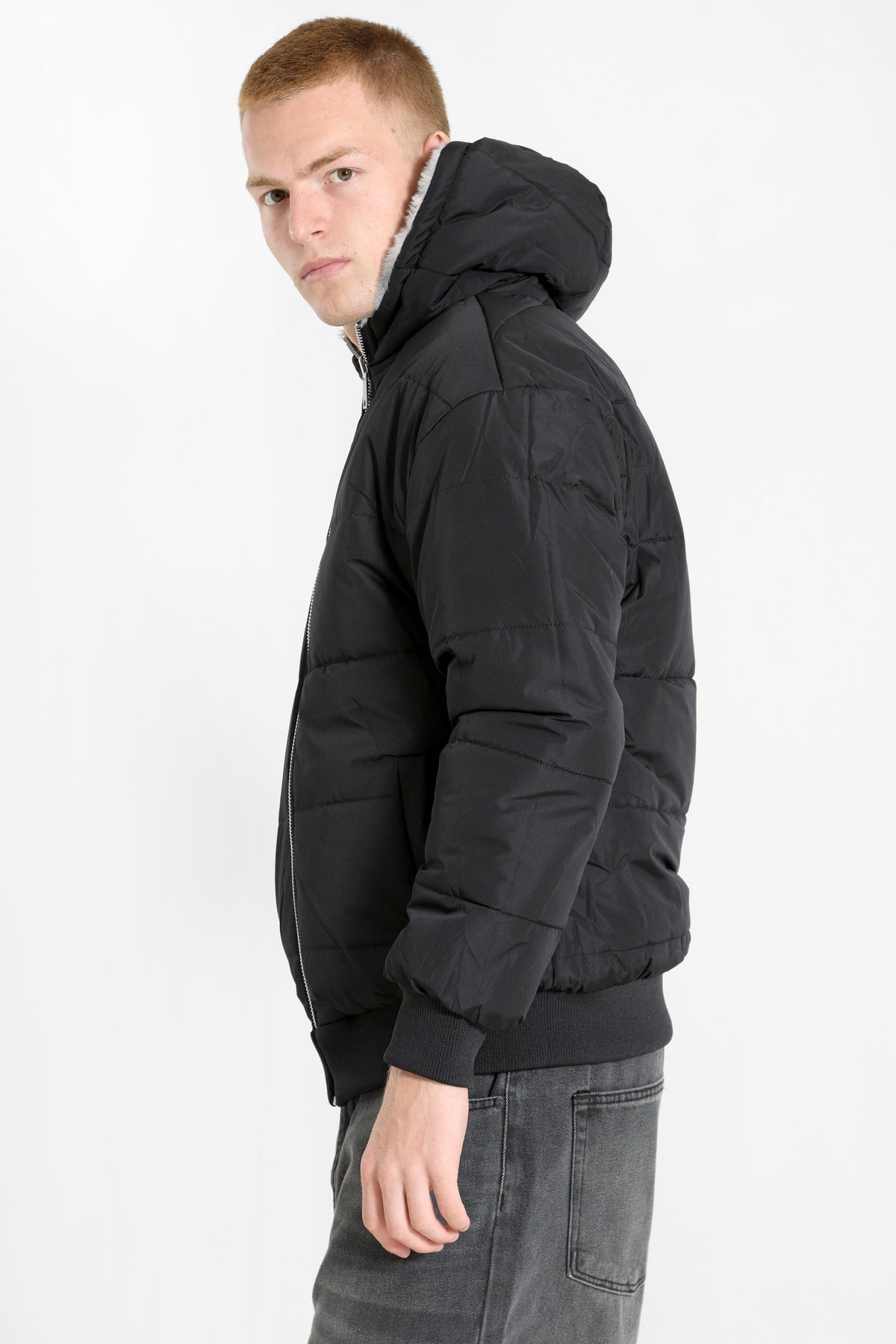 Veste réversible en fourrure synthétique - Grey + Black