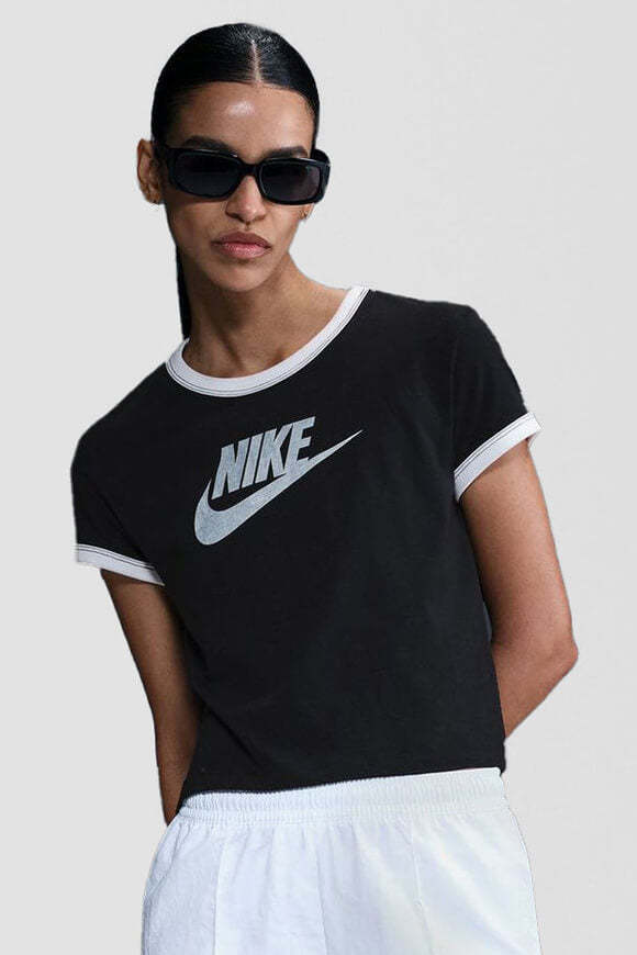 T-shirt corta con bordi a contrasto - Black