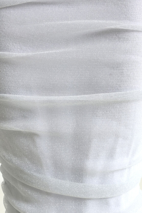 Glitzer Midikleid - Weiss + Silber