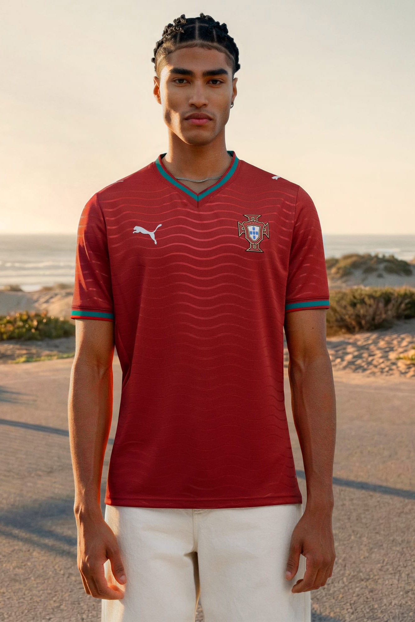 Home Portugal 2026 Mesh T-Shirt - Red + Green Lagoon