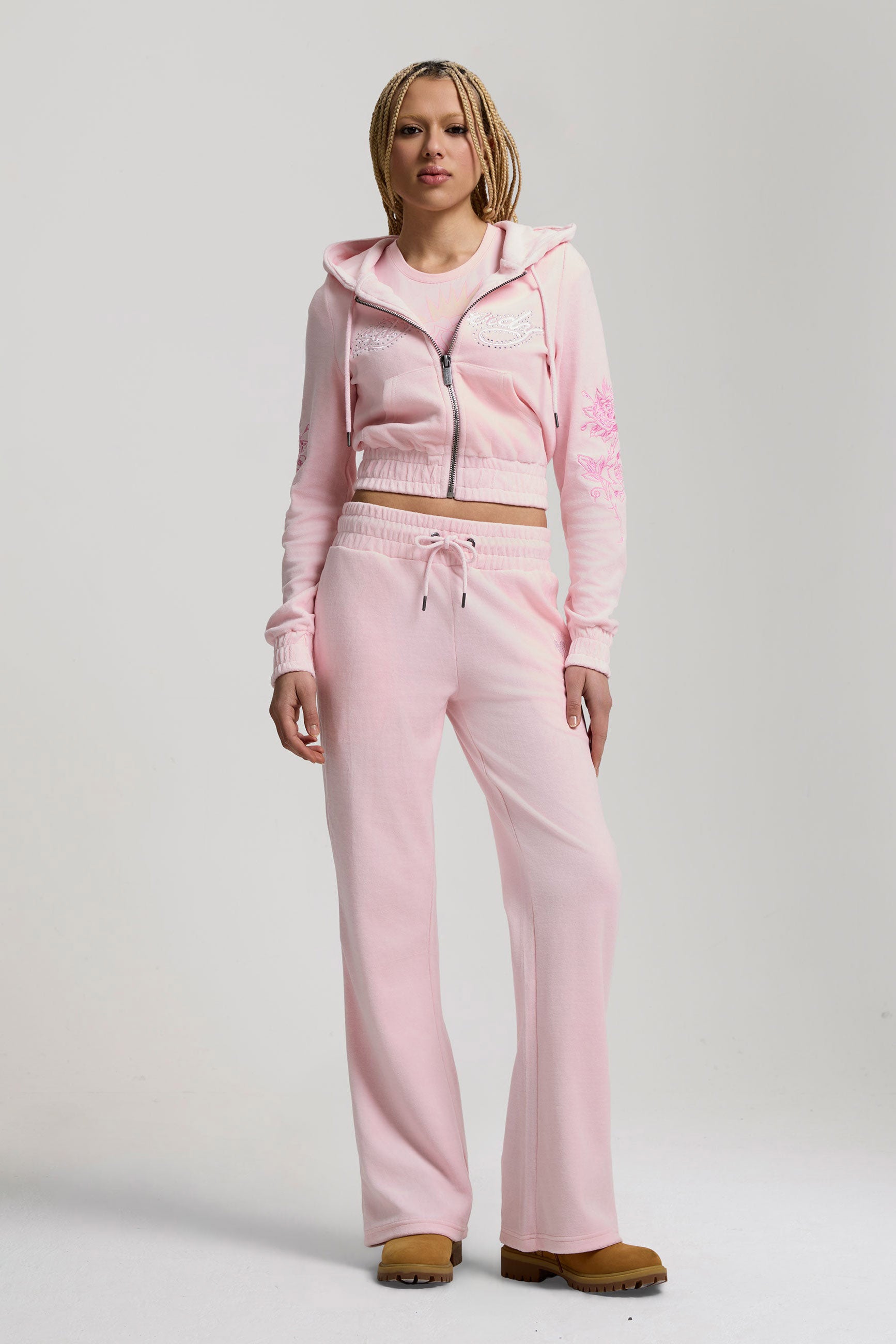 Samt Flare-Hose - Pink