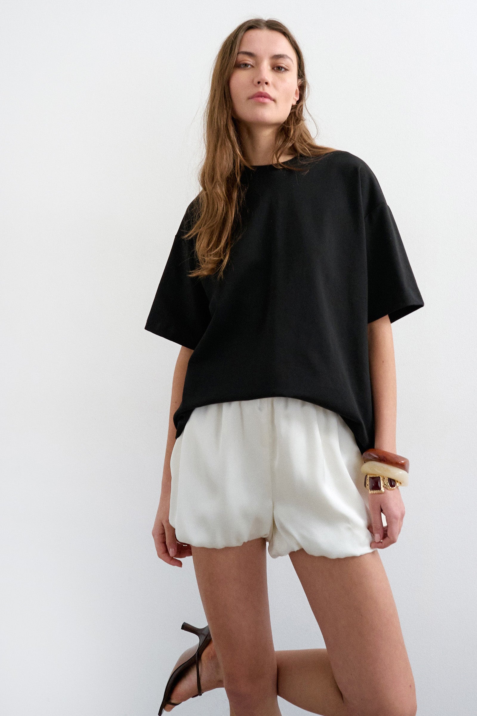 TSCASSO Satin-Ballonshorts - Pearled Ivory