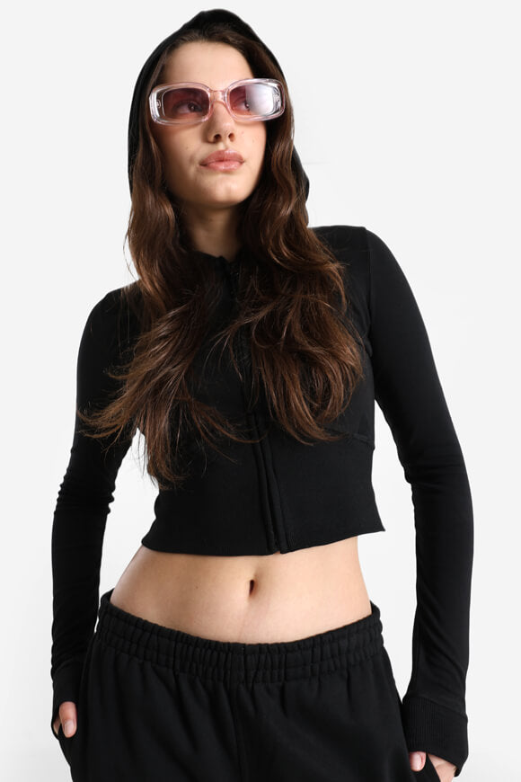 Cropped zip-up hoodie - Black