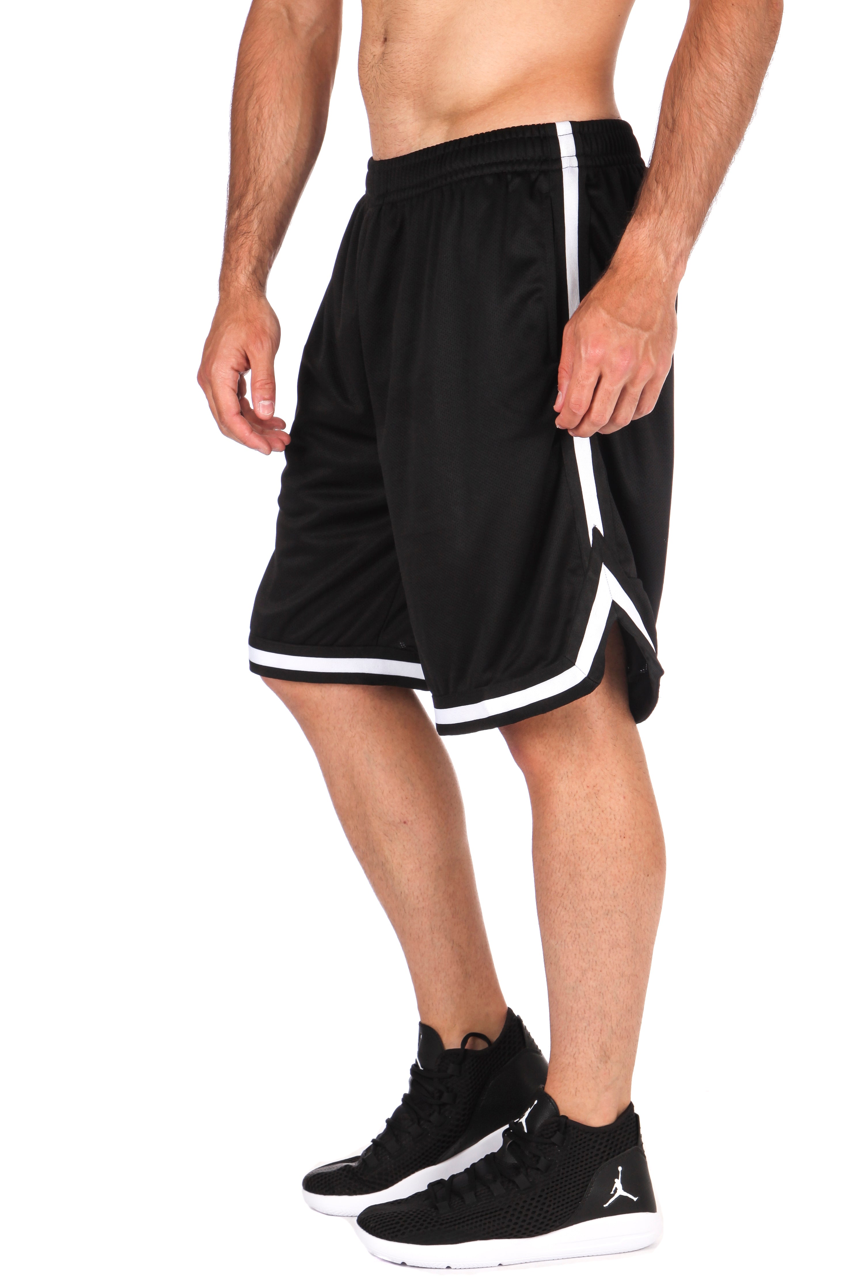 Stripes Mesh Shorts - Black + White