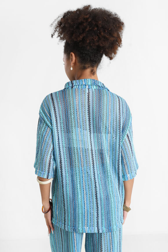 Camicia oversize all'uncinetto - blu