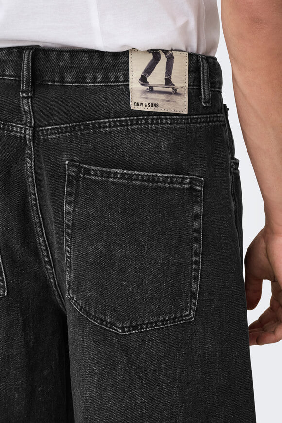 ONSCARL balloon fit denim shorts - Washed Black