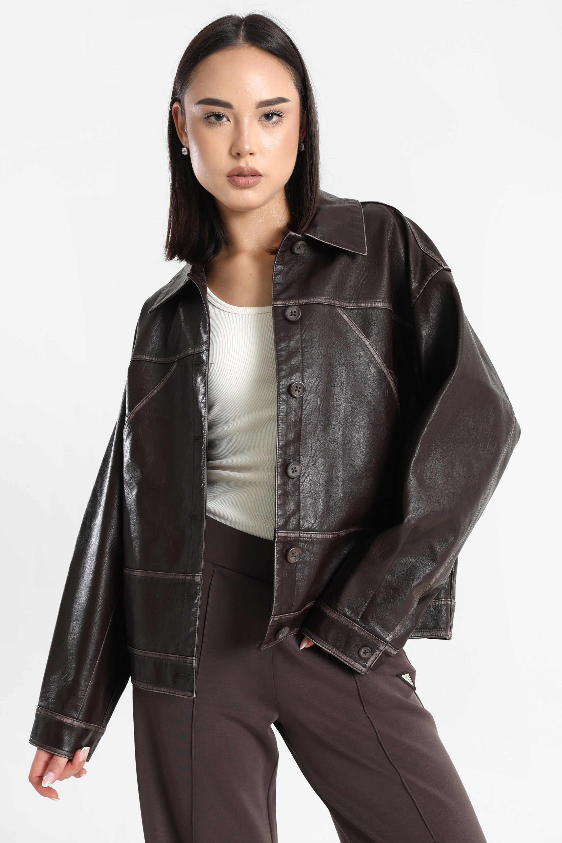 Kunstlederjacke - Chocco Brown