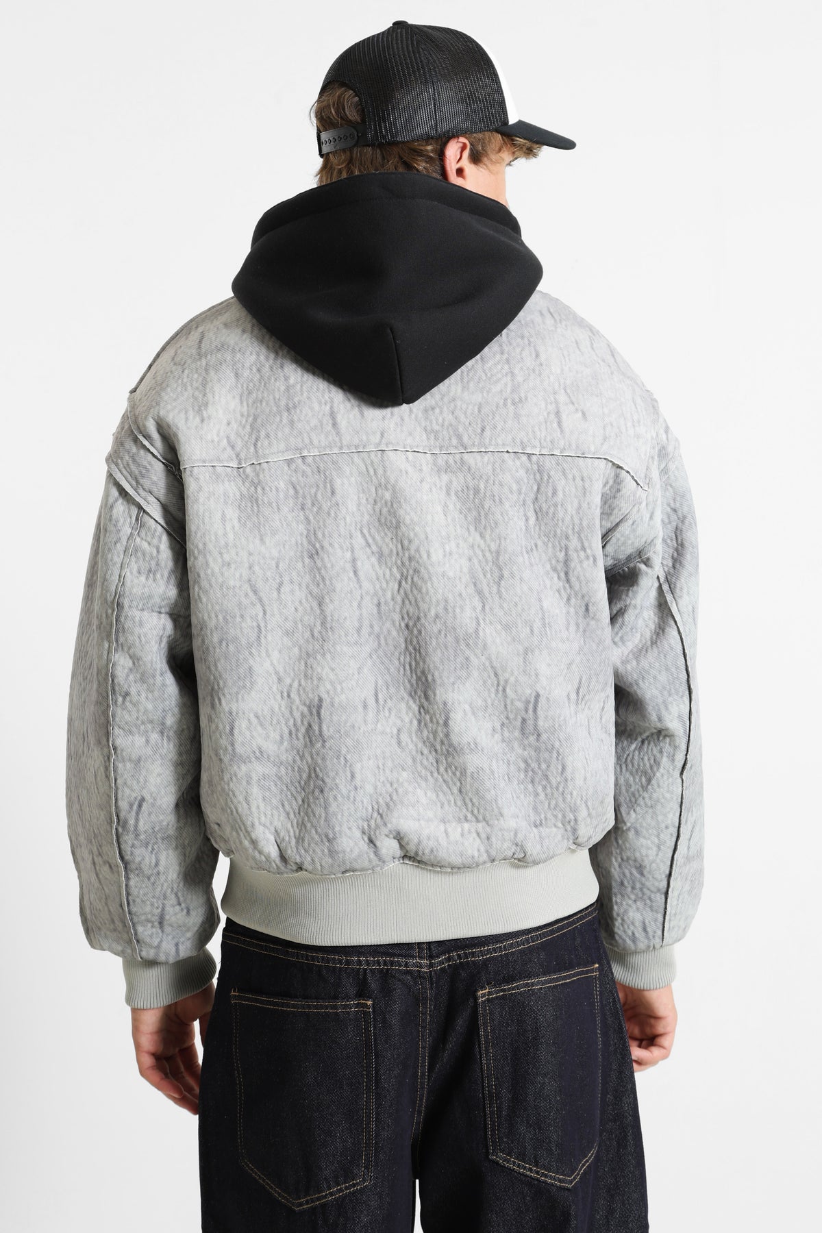 Veste bomber ouatée - Grey + Black