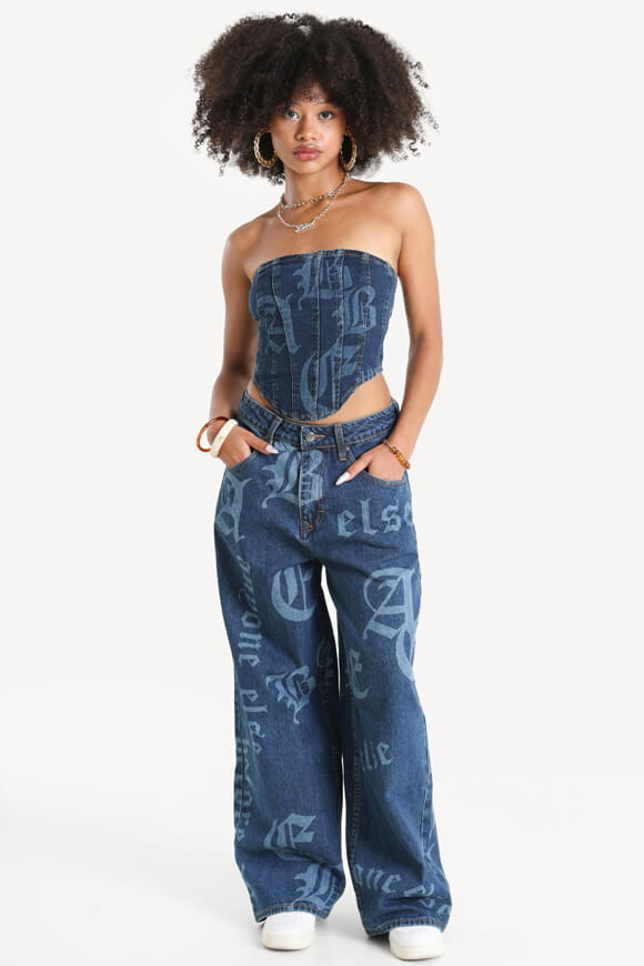 Jeans corset top - dark blue denim